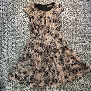 Pink and Black Lace Sheer Midi Whimsigoth Floral Dress Size 4